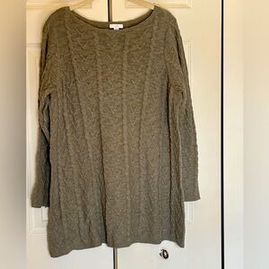 J Jill XL Moss Green, A-line cable knit sweater
